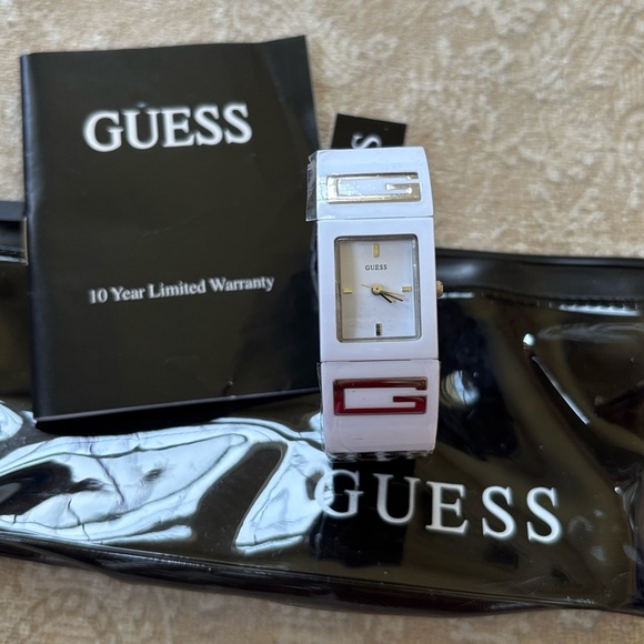 Brand New GUESS White & Silver Tone Watch Modern Square Analog Dial Y2K main image 11